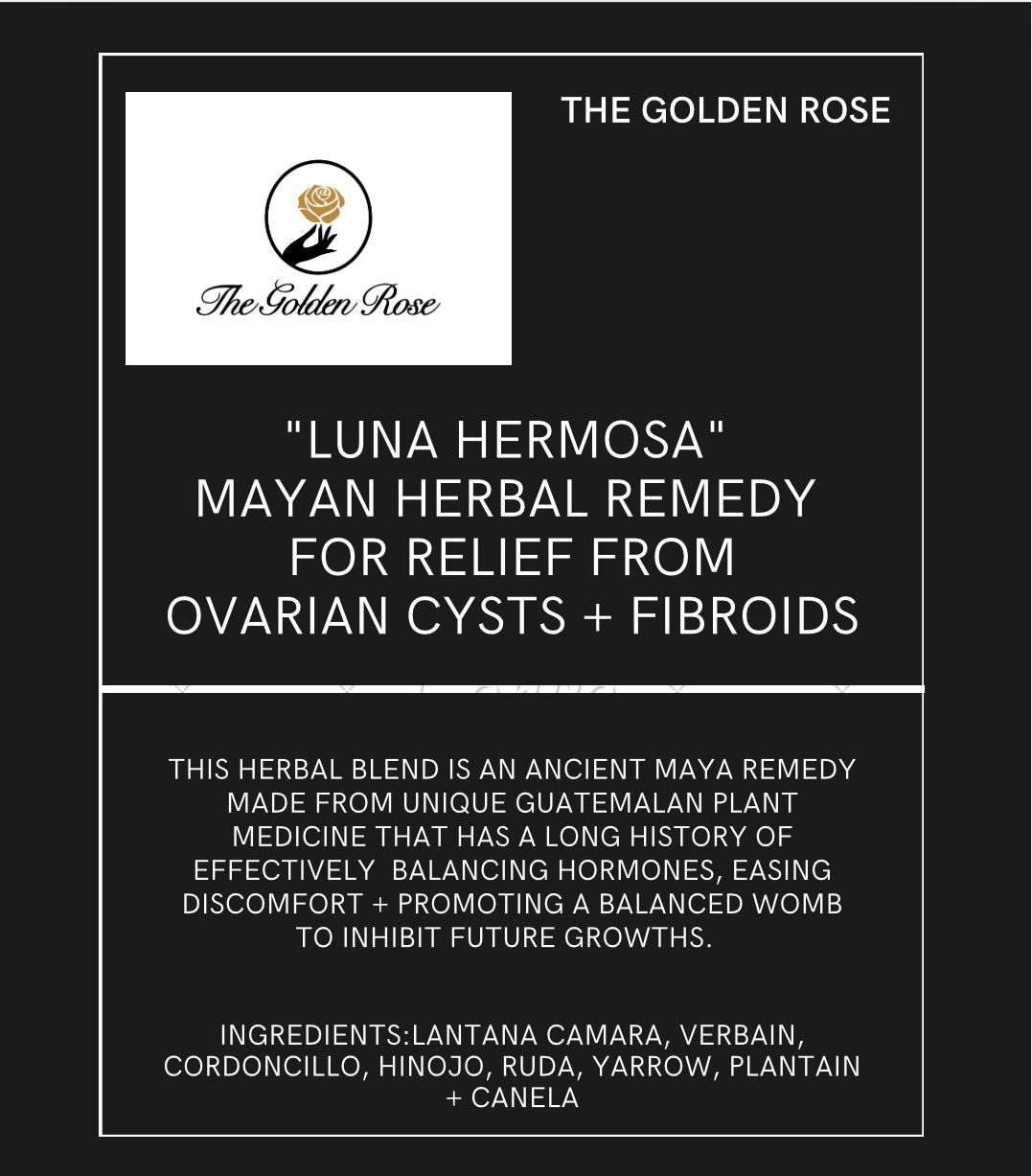 "Luna Hermosa" Mayan Herbal Remedy for Relief from Ovarian Cysts + Fibroids